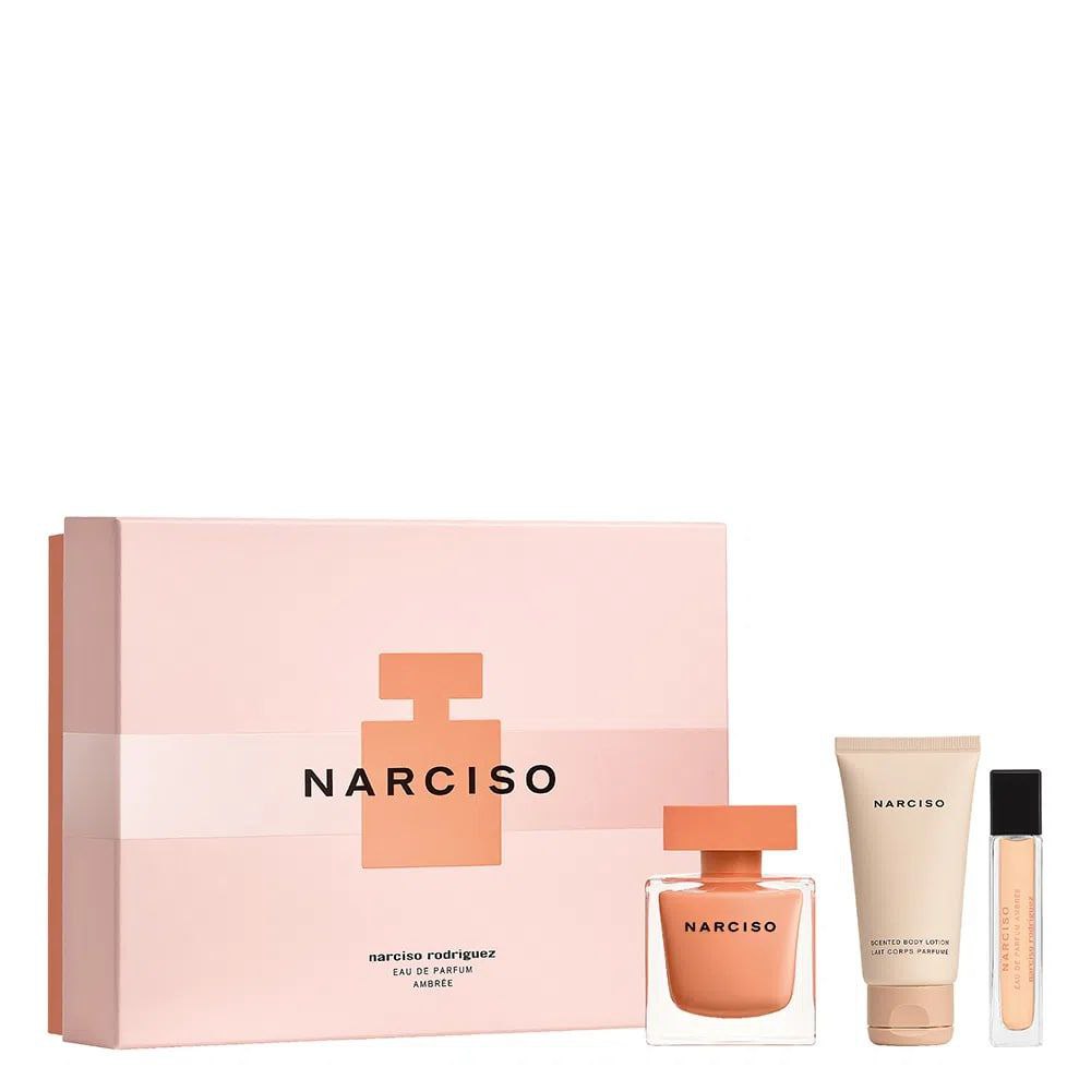 SET NARCISO RODRIGUEZ AMBRE 3/P´EDP 90 ML-10 ML, BODY LOCION 50 ML